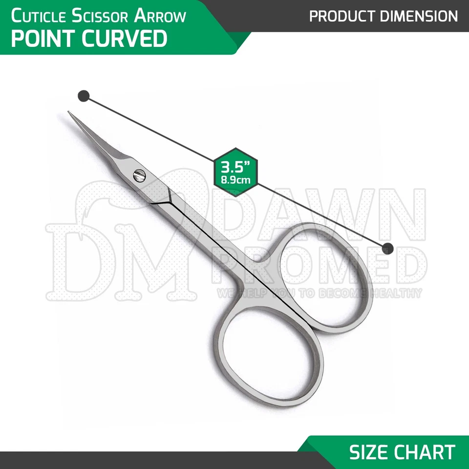 Curved Cuticle Scissor 3.5″ Arrow Point Super Sharp Manicure Pedicure German Gr - Image 2 of 4