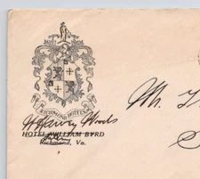 1936 Hotel William Byrd Richmond Hotels Richmond VA Advertising Cover