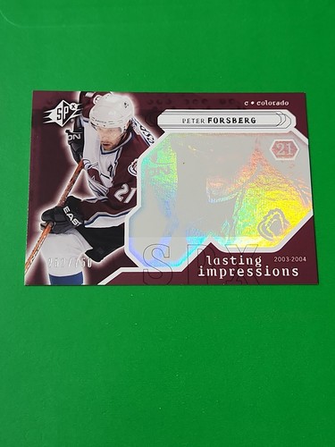 Peter Forsberg 2003-04 SPx Lasting Impressions 252/750, #121 Colorado Avalanche - Foto 1 di 7