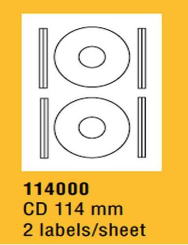 100x etichette DIN A4 etichette adesive archi autoadesivi bianchi taglia CD114 mm - Foto 1 di 1
