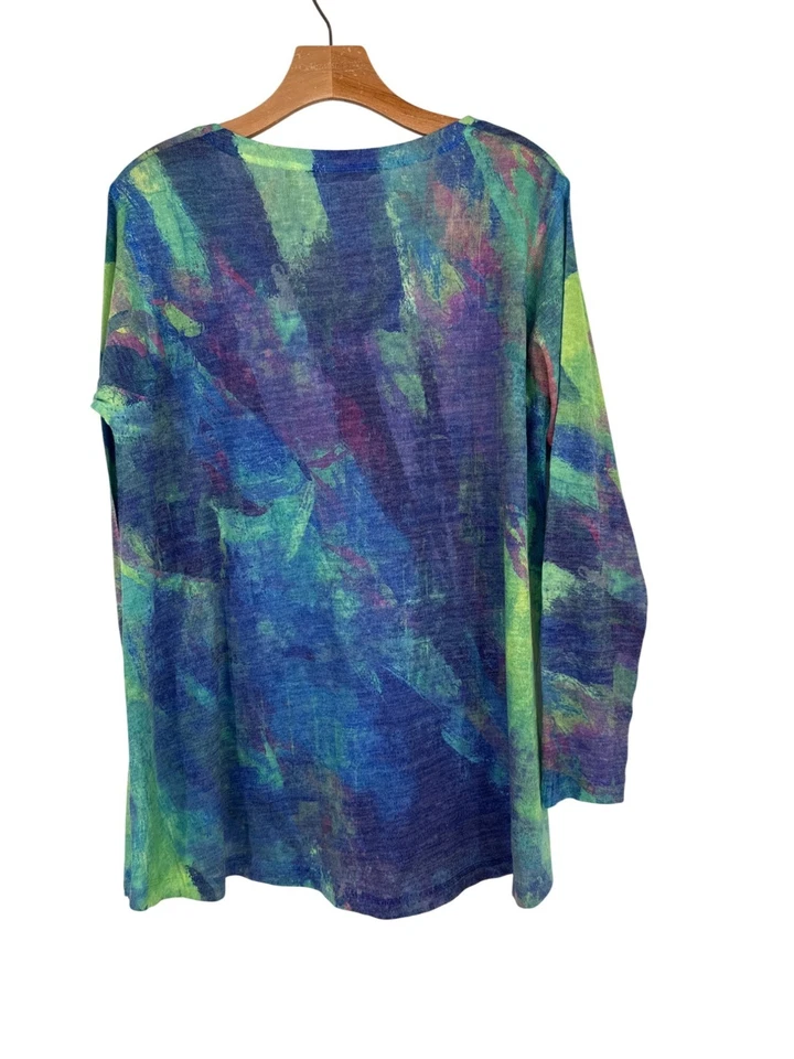 Suéter Soft Surroundings Mujer Cuello en V Manga Larga Estampado Abstracto Talla XL Foto 3 de 4