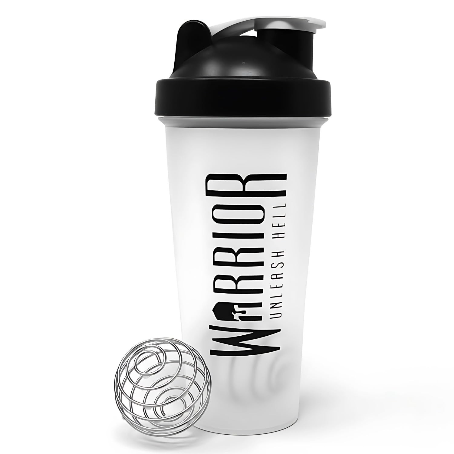 Warrior Protein Shaker Bottle 600ml Leakproof BPA Free with Wire Blender Ball
