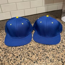 Vtg Tournament Headwear Pro Model Fitted Hat 7 1/4 Blue Made in USA Lot of 2