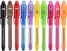 Invisible Ink Pen 10Pcs with UV Light Magic Marker for Secret Messages, Writing