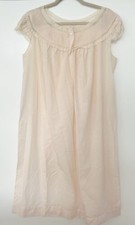 Vintage Barbizon Nightgown M White Lace Trim Floral Embroidery Tradwife PINK