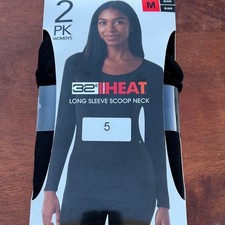Women's Long Sleeve Scoop Neck Top - Black 2-Pack Medium