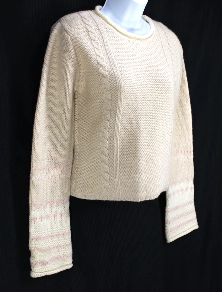 Kenji Natural Sweater Women M Wool Beige Bell Sleeves Cropped Rolled Neck — 第 4/4 张图片
