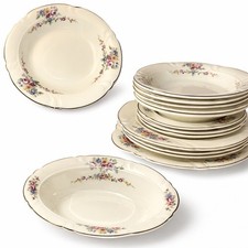 Vintage Taylor Smith Taylor Floral Dinnerware Set For 4-1950s+Serving Bowl/plate
