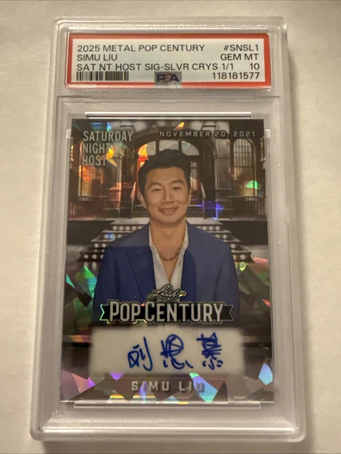 Simu Liu Shang-Chi 2025 Pop Century SNL Silver Crystal Chinese Auto #1/1 PSA 10