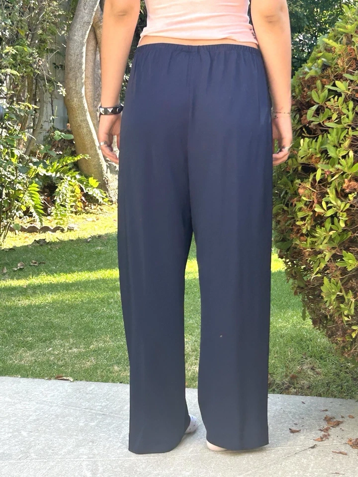 Pantalones Shamask EE. UU. Talla 3 100 % seda azul marino Foto 3 de 4