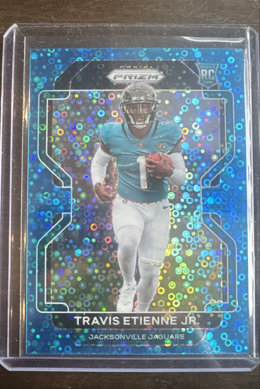 2021 Panini Prizm - Rookie Travis Etienne #344 No Huddle Blue Prizm /79 (RC)