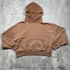 American Eagle Outfitters Brown Textured Cropped Hoodie Sweatshirt Women's S