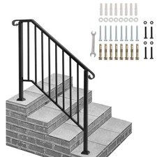 Handrail Iron 3-4 Steps Metal Grab Rail Double Post Stair Iron Railing Hand Rail