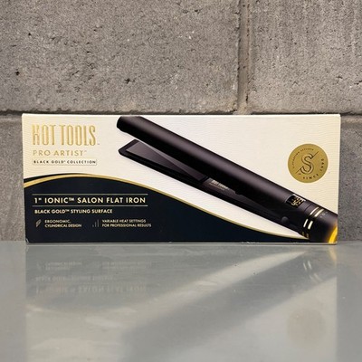 Hot Tools 1'' Digital Black Gold Evolve Ionic Salon Flat Iron #HT7122BG