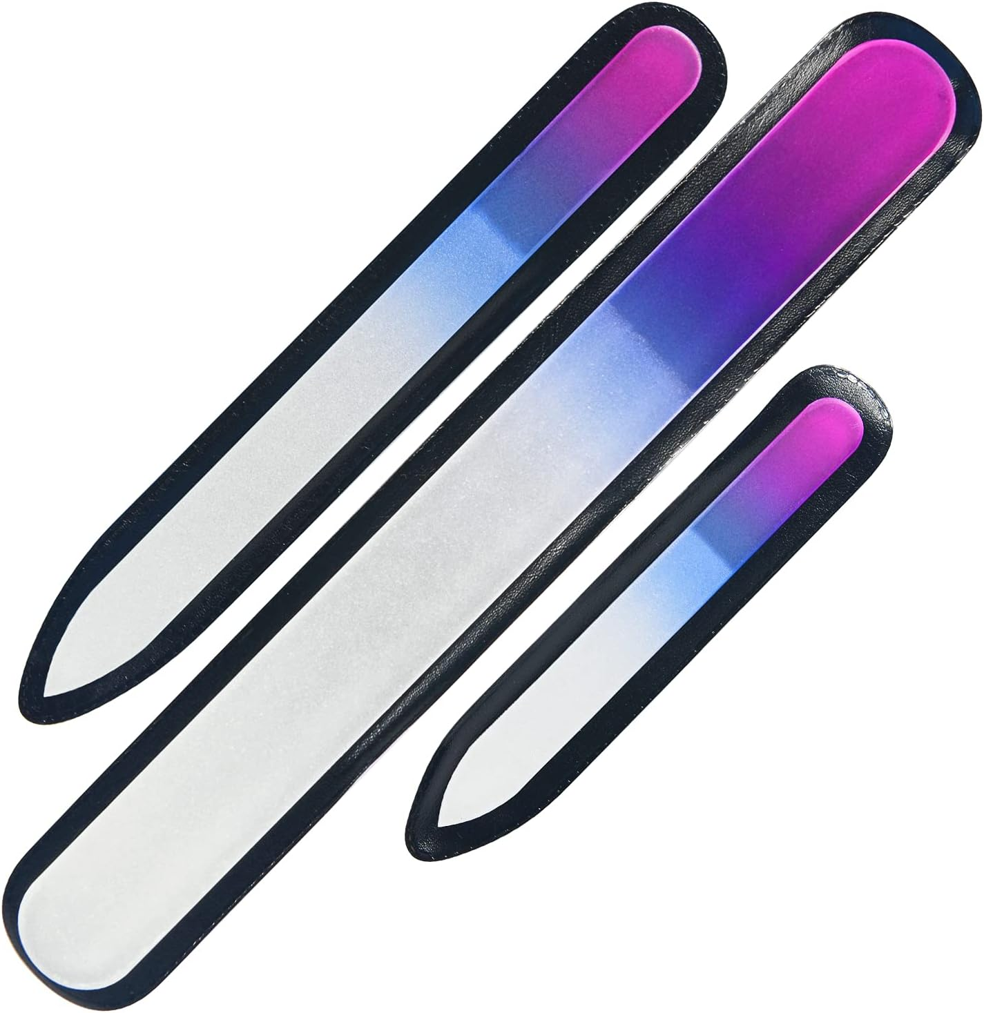Crystal Glass Nail Files| 3 Pcs Premium Double-Sided Etched Nail Files| Professi