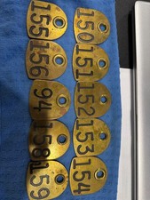 Cattle Tag Cow Vintage Solid Brass Franklin Serum Co. DOUBLE SIDED 113