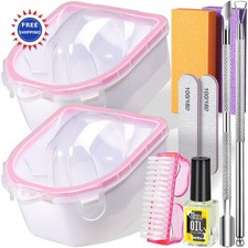 Nail Soaking Bowl Kit 10Pcs Soak Off Gel Polish Remover Manicure Accessories