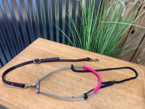 Jerry Beagley Tie Down w Double Rope Nose Caveson ~ Hot Pink