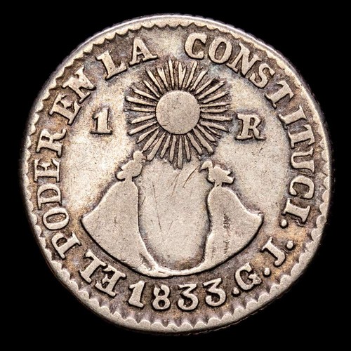 República de Ecuador. 1 Real. (2,91 g.). Quito. 1833. Ensayador G·J. KM-13. MB - Foto 2 di 3
