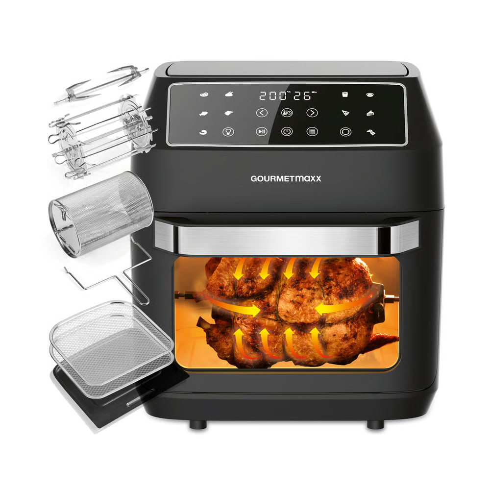 GOURMETmaxx Forno Aria Calda 12L Friggitrice Forno Essiccatore Pollo Girevole Grill foto 3