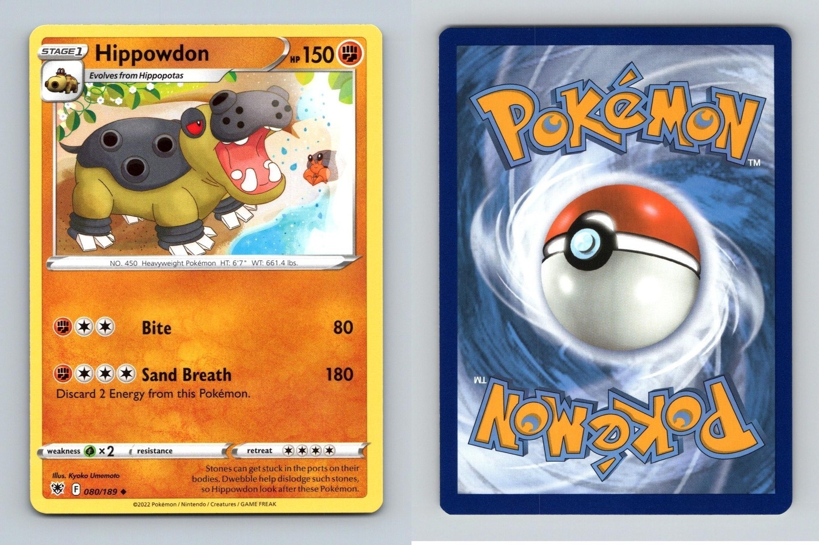 Hippowdon #80/189 SWSH Astral Radiance Uncommon Pokemon 2022 TCG Card
