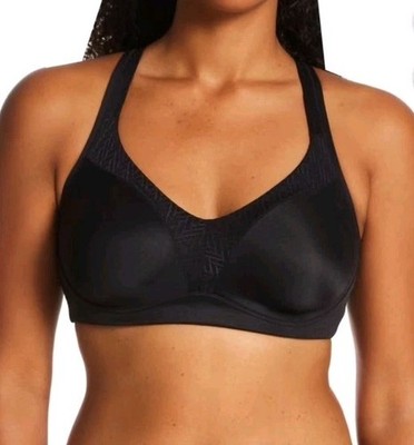 Playtex 18 Hour Bounce Control #4699 Wirefree Bra Black 40DD Convertible Straps