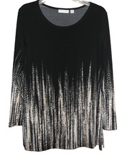 NWOT     SUSAN GRAVER     Long Sleeve Printed Liquid Knit Top Stretch M