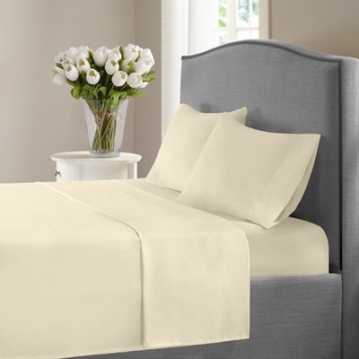 New York Collection 1200 Thread Count Solid Deep Pocket 100% Cotton Sheet Set