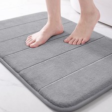 Yimobra Memory Foam Bath Mat, Super Soft Absorbent Bathroom 24" X 17", Grey