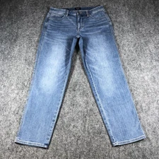 NYDJ Women’s 6 Stella Relaxed Straight Leg Jeans Blue Lift Tuck Mid Rise Denim