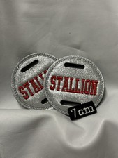 2x silver LEATHER 7cm Bridle Discs Red  STALLION special occasion