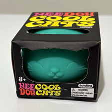 Schylling NeeDoh Cool Cats Green Cat Squish Squeeze Toy 3 In Box