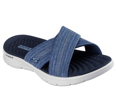Skechers Go Walk Flex Impress Damen Pantoletten - Navy und Grau Textil/Synthetik -