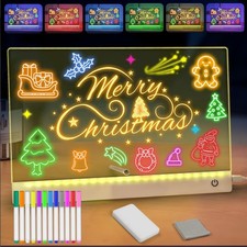Rechargeable LED Drawing Board 12"x8" - Creative Neon Art Tablet with Markers