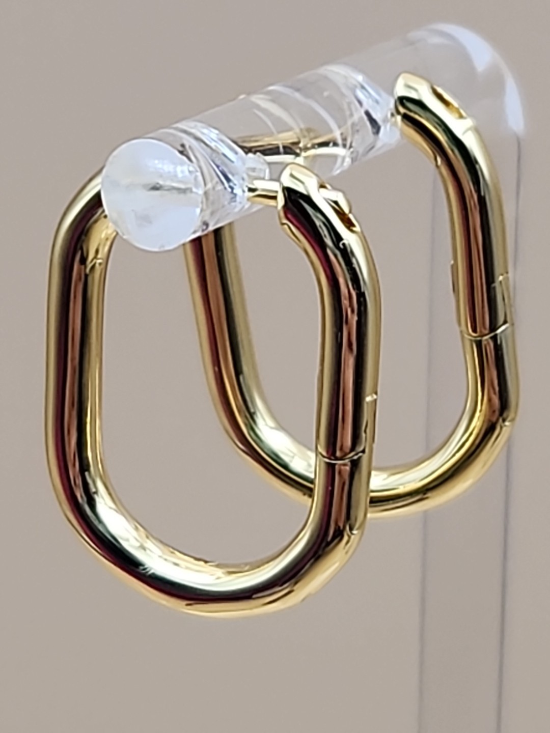 10k Yellow Gold Plated Rounded Rectangular .75" H… - image 3