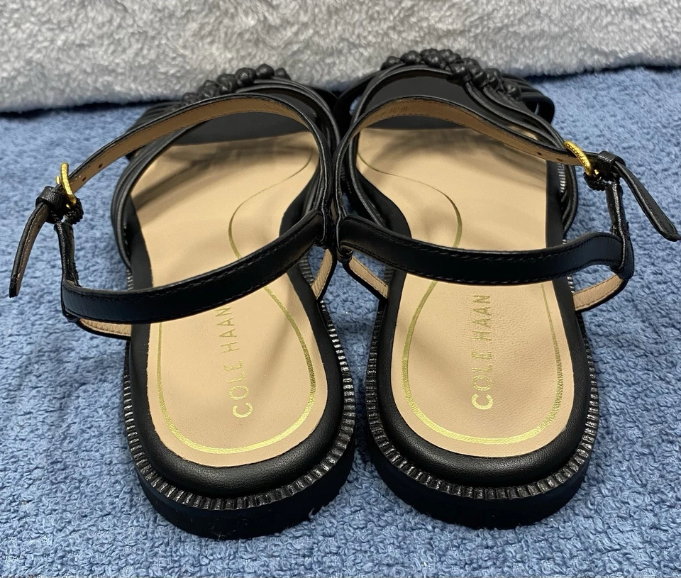 Cole Haan Jitney Knot 女式黑色凉鞋扣平底鞋 W29544 尺码 10.5B  — 第 4/4 张图片