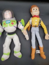 Disney Pixar Plush Buzz Lightyear And Plush Woody Dolls Used Vintage 1990  s