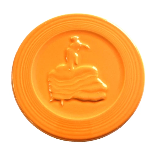 Fiesta Homer Laughlin replacement ceramic Dancing lady Trivet Tangerine 6"