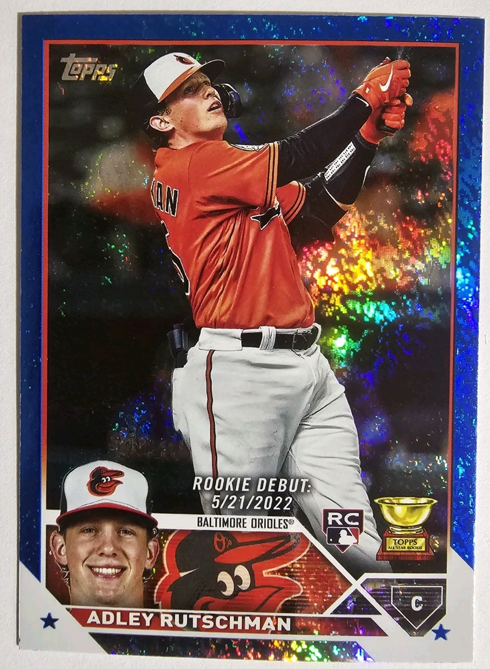 2023 Topps Update Adley Rutschman Blue Foil Rookie Debut /999 Baltimore Orioles