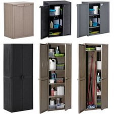 Gartenschrank Rattan-Optik Aufbewahrungsschrank Kunststoffschrank Balkonschrank