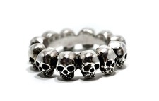 Skulls Eternity Ring Solid 925 Sterling Silver Handmade Jewelry Made in the USA