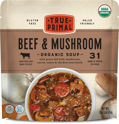 True Primal Beef & Mushroom Organic Soup, Bone Broth, Paleo, 8 Pack