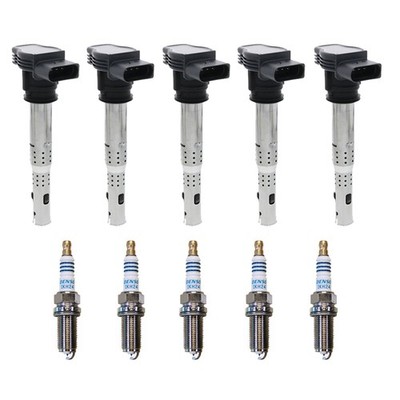 Eldor 5 Ignition Coils Denso Iridium Spark Plugs Kit for TT RS Quattro 2.5L 2013