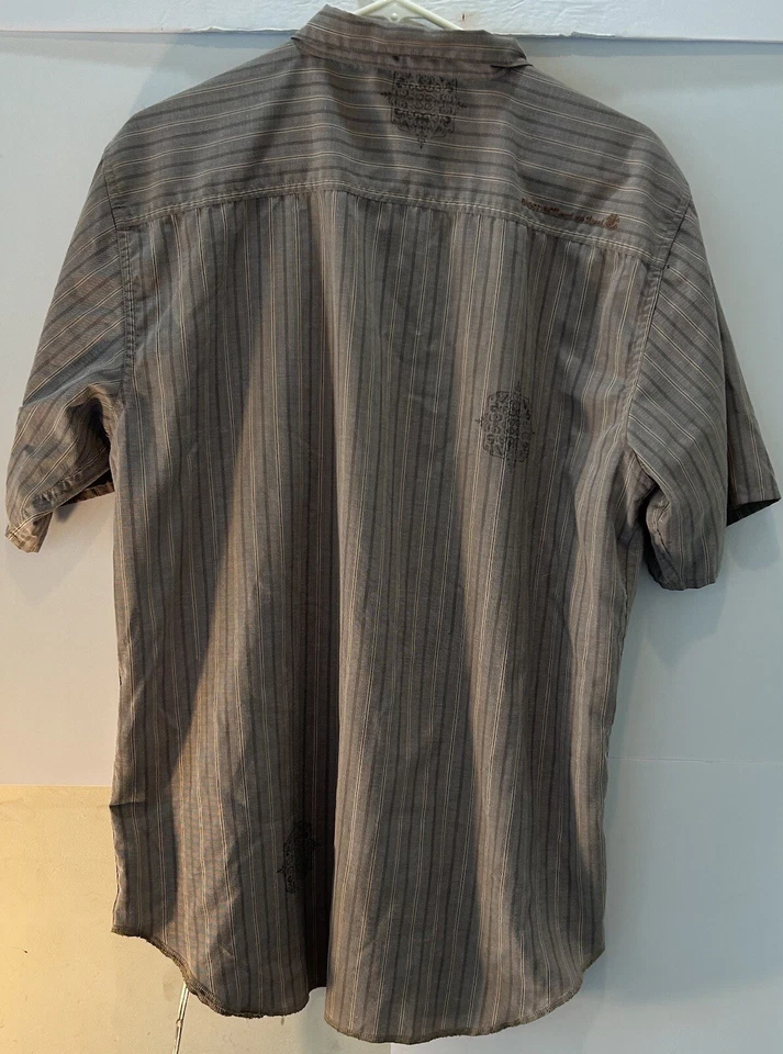 Vtg Element Skateboarding Projects Brown Striped Button Up Collared Shirt Sz XL - Image 4 of 4
