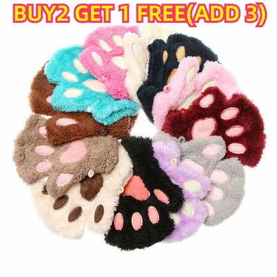 Lovely Warm Warm Plush Winter Women Fashion Gloves Cat Paw Mittens Fingerless
