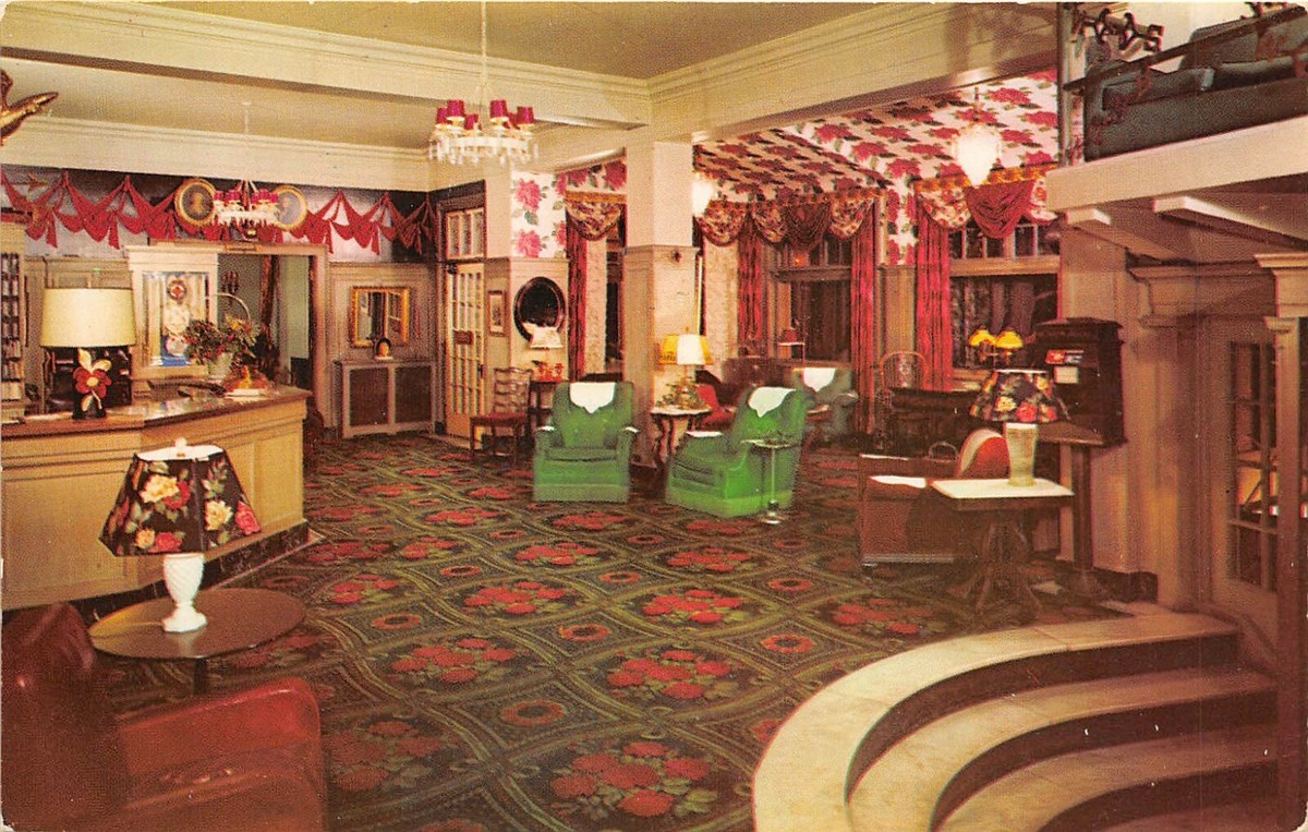 THE HOTEL LOBBY ARCHIVES 【上下セット】 Plattsburgh New York 1960s Postcard Colorful Lobby of the