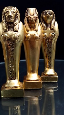 3 Egyptian Statues Ancient Pharaonic Antiques Sekhmet, Anubis and Horus Rare BC