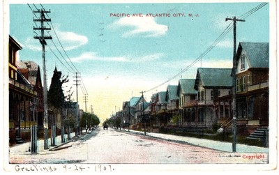 Postcard Atlantic City, NJ Pacific Ave, Postmark 1907-0923, p9-3 | eBay