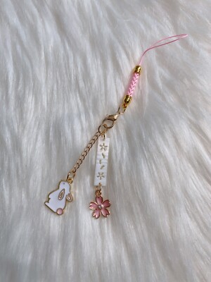 Japanese Sakura Rabbit bunny Phone charm phone Charm Cherry Blossom Kawaii