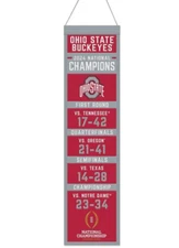 OHIO STATE BUCKEYES 2024 NCAA NATIONAL CHAMPIONS EMBROIDERED WOOL BANNER 8"X32"
